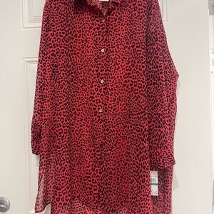 NWT Michael Kors Sexy Red Leopard Print Swim Cover